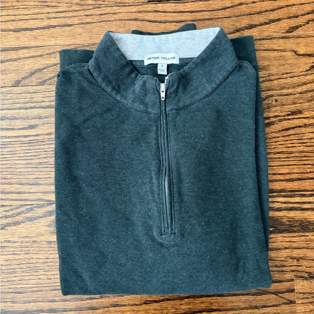 Peter Millar Men's Dark Charcoal Half-Zip Sweater